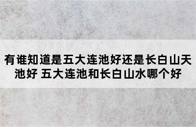 有谁知道是五大连池好还是长白山天池好 五大连池和长白山水哪个好